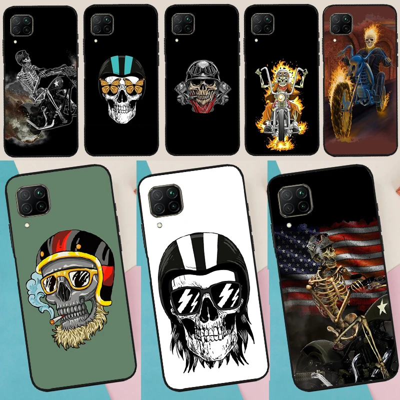 Motorbike biker chopper skull Case For Huawei P30 Pro P50 P40 P20 Lite Nova 9 5T Cover For Honor X8 X7 X9 50 Lite 70