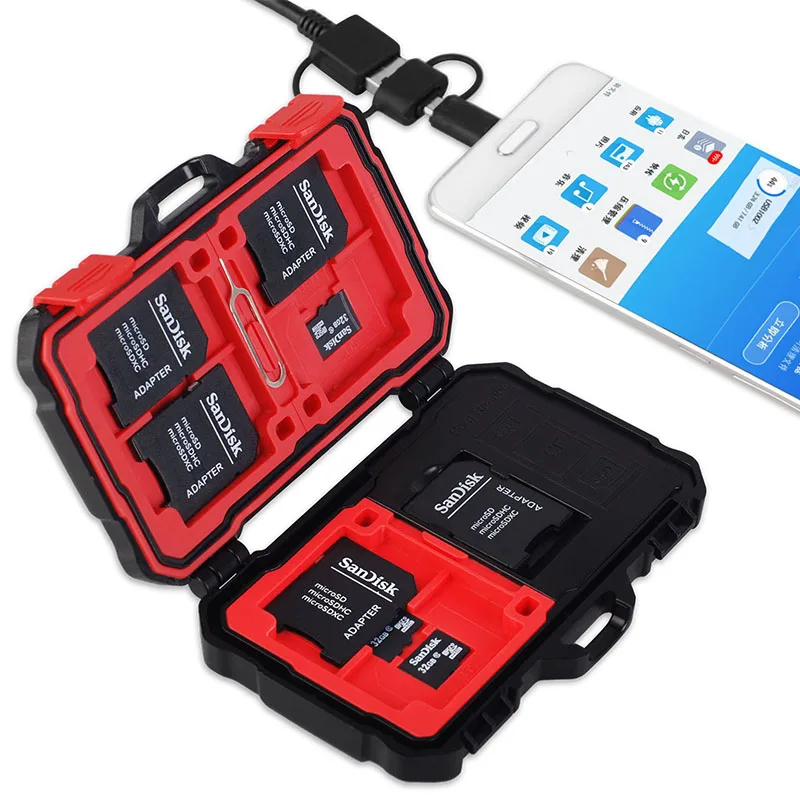 Mcoplus 13 Slots Portable SD Micro SD Memory Card Case for 7 Micro SD Card & 6 SD/SDHC/SDXC Card with Reading Function