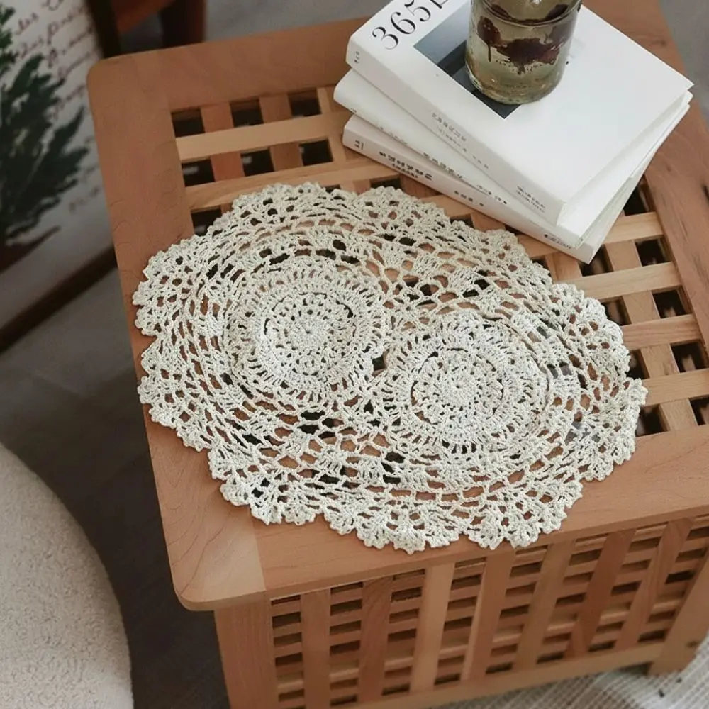 New Round Oval Crochet Doilies Crochet Cotton Beige Crochet Placemats Handmade Doilies
