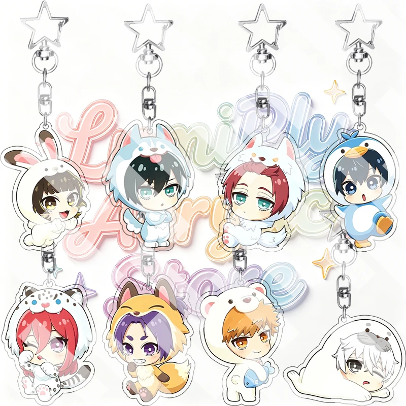 Anime Cartoon 5cm Rin Itoshi Sae Itoshi Yoichi Isagi Blue Lock Acrylic Keychain Figure Pendant with Star Charm Cute Accessory