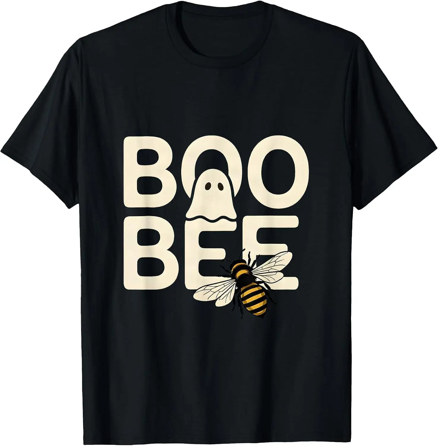 Men's Boo Bee Funny Ghost And Bees Halloween Pun Costume T-Shirt Men's Spooky Halloween Graphic Print T‑Shirt, Crew Neck Short Sleeve Casual Cotton Tee For Holiday Party Daily Street Wear.