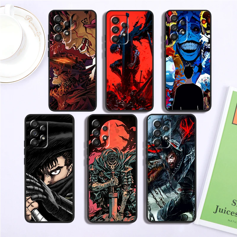 B-Berserk Cool Cartoon Boys For Samsung A53 A52 A33 A32 A51 A71 A21S A13 A73 A50 A22 A23 A03 A72 A54 A12 5G Black Soft