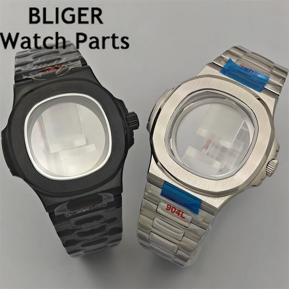 BLIGER 42mm Silver Black Gold Watch Case Sapphire Glass Fit NH35 NH36 ETA2824 2836 Miyota8215 Mingzhu DG2813 PT5000 Movement