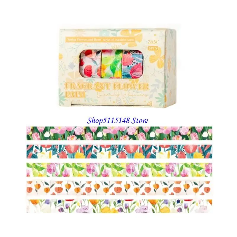 F3MA 5rolls美学テープ花の装飾テープノートブックジャーナルフォトアルバム10mmx2mのロール