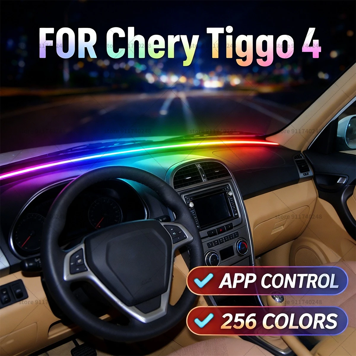

Для Chery Tiggo 4, декоративная световая полоса для автомобиля, красочная акриловая звукоизоляционная полоса для переднего лобового стекла, свет окружающей среды