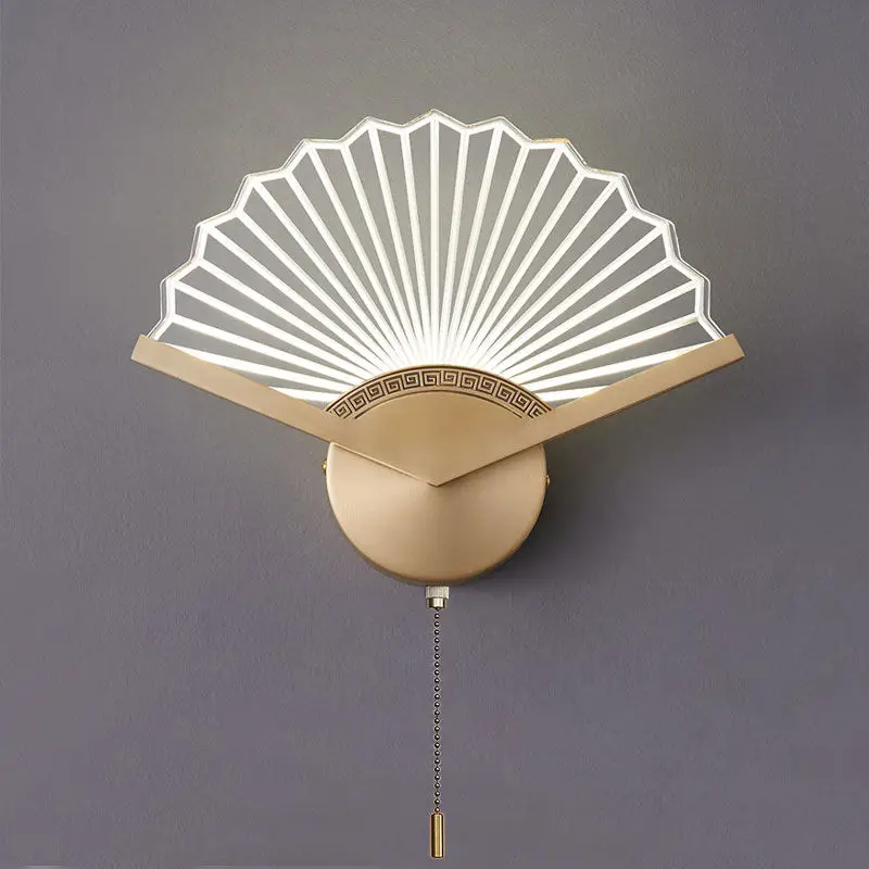 

NewChinese bedroombedside lamp Fan-shaped personalized light luxury Modern background wall Three-dimensional entrance aisle lamp
