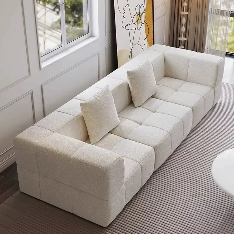 For Creamy White Compression Sofa Set Foam Boneless Vacuum Roll Bags Living Room Straight Row Tofu Block Hotel Apartment Sofa