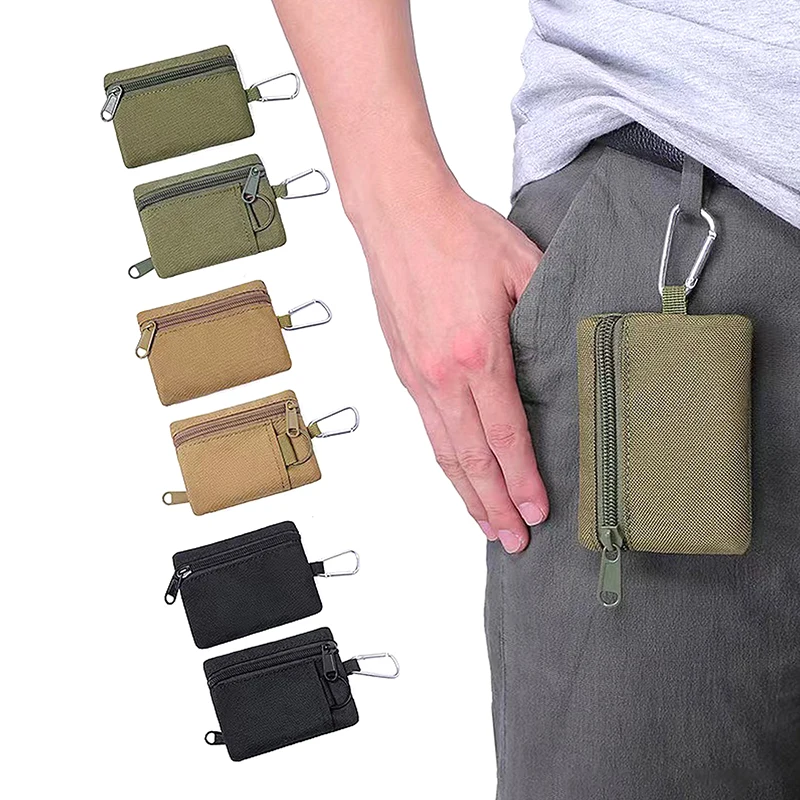 1 Stuks Mini Tactische Portemonnee Heren Edc Molle Pouch Draagbare Sleutelkaart Hoesje Munt Portemonnee Jachttas Rits Pak Multifunctionele Tas