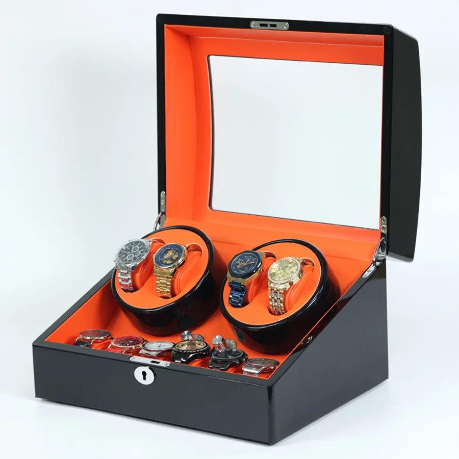 Custom Luxury Wooden Watch Winder Box 4+6 Automatic Rotating Slots Safe Stylish Storage for 4+6 Watches Customizable Watch Case