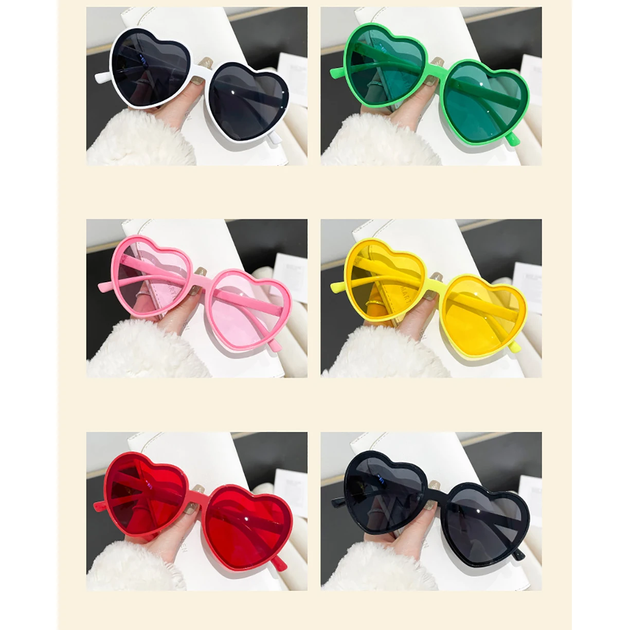 KLASSNUM Love Heart Shaped Sunglasses Wedding Party Decoration Women Big Frame Fashion Retro Pink Cat Eye Vintage Sun Glasses