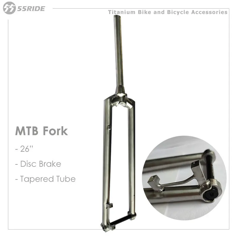 Titanium Mountain Bike Hard Fork, MTB Fork,Square Shoulder, PM DIsc Brake, Tapered Tube, Bicycle Accessories, 26