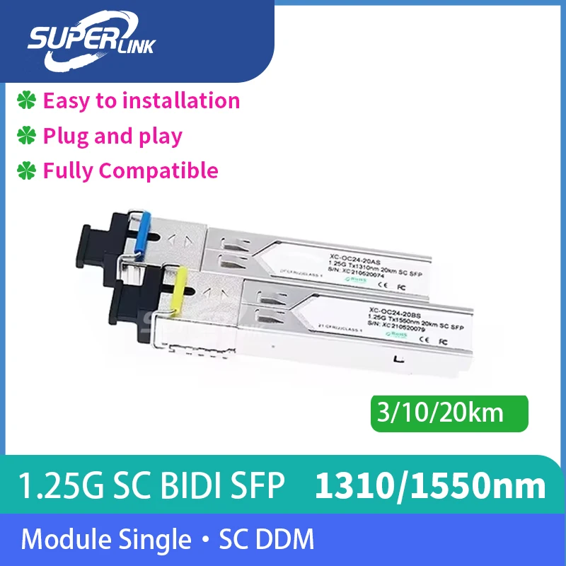 

Мини GBIC WDM SFP 1,25G SC Bidi Tx1310nm/Rx1550nm 3 км/10 км/20 км для оптоволоконного модуля приемопередатчика Cisco/Mikrotik
