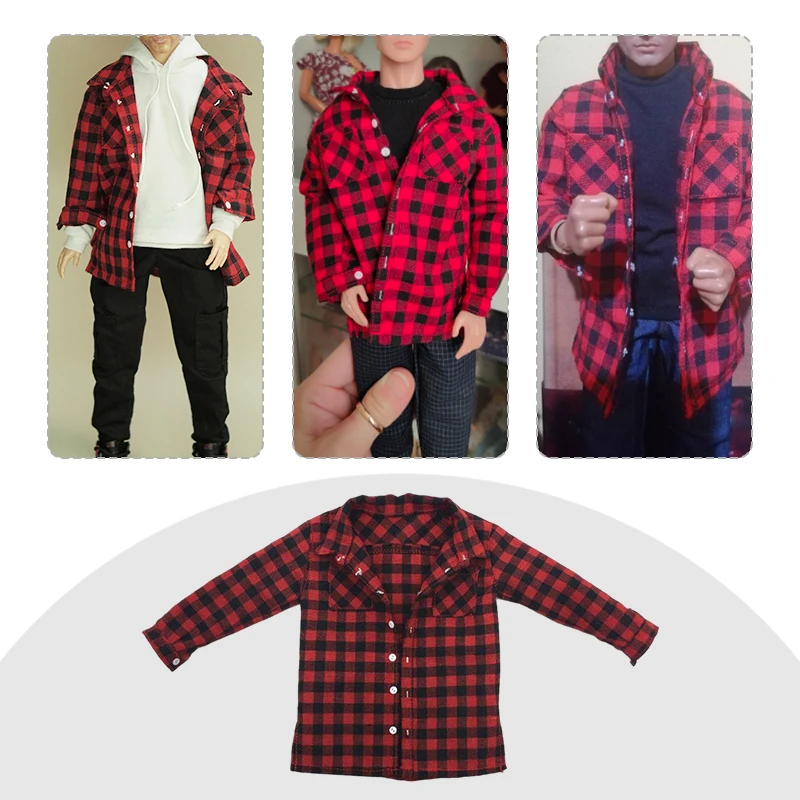 1/6 Scale Male Red Plaid Shirt for 12 Inch  , , / Men Action Figure