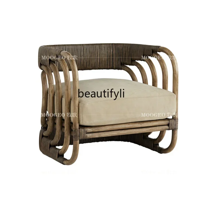 

x11Rattan Furniture Leisure Sofa Rattan Chair Single-Seat Sofa Chair B & B Retro Outdoor Rattan Sofa