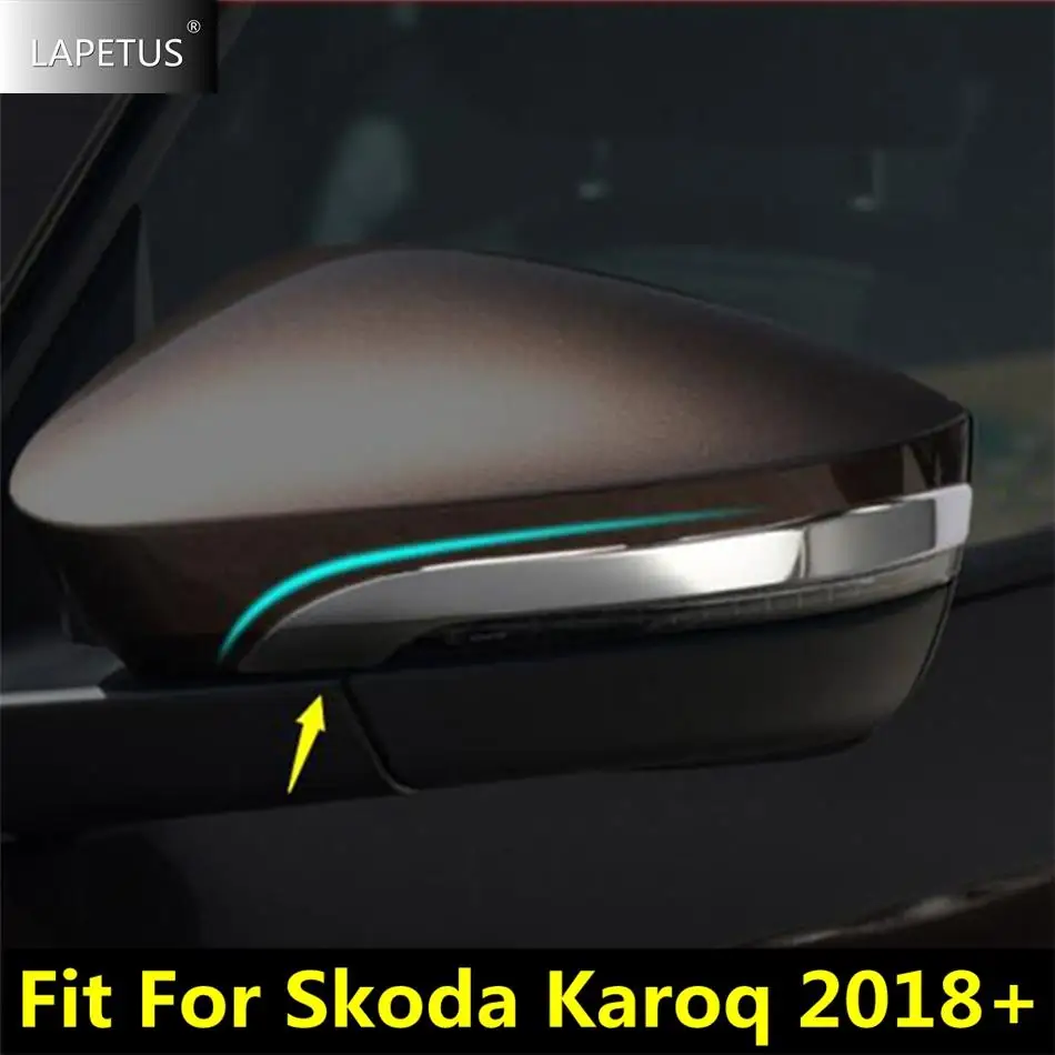 

ABS Chrome Door Rearview Mirror Anti-rub Rubbing Strip Protection Decor Cover Trim For Skoda Karoq 2018 - 2022 Car Accessories