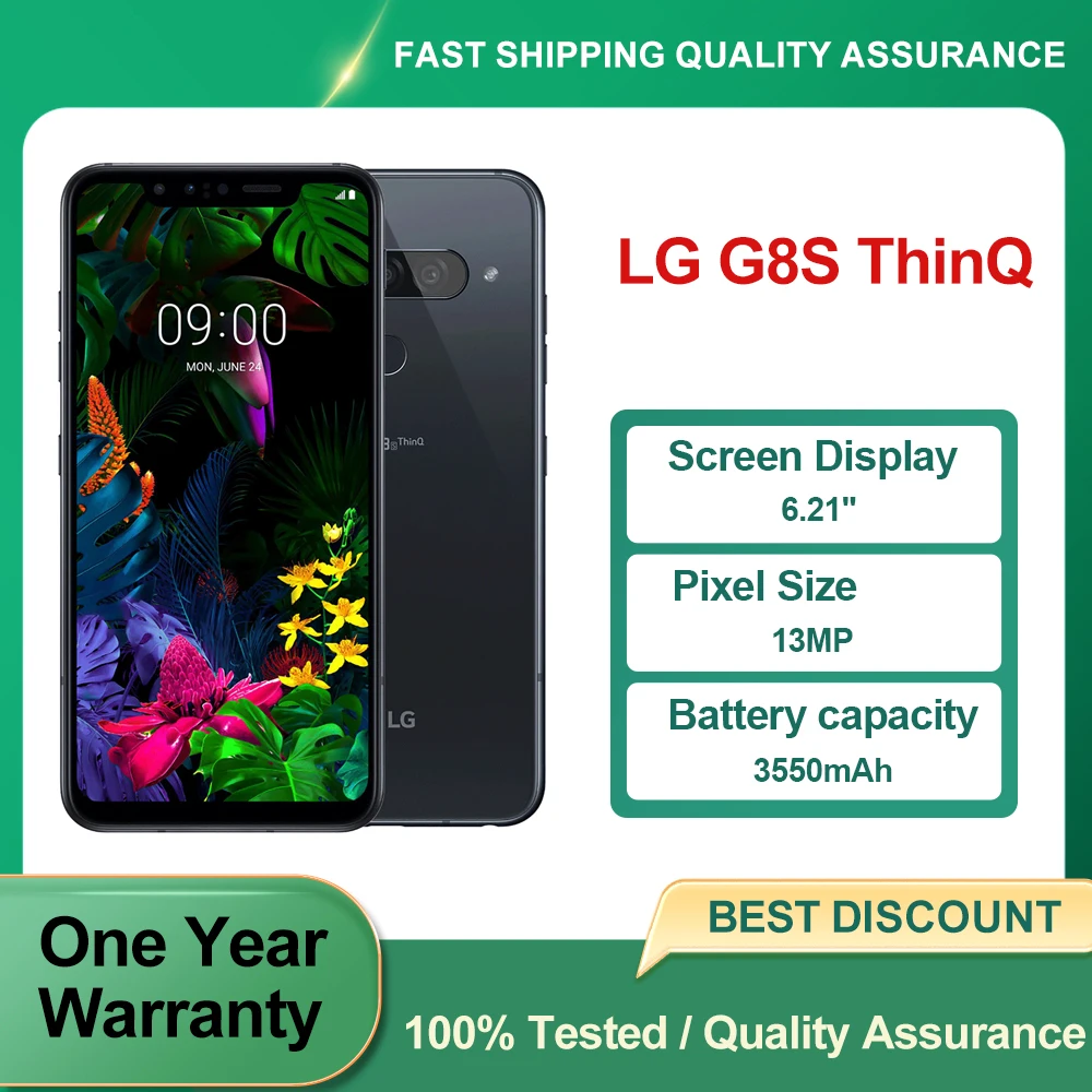 LG G8S ThinQ Refurbished Unlocked Original G810EAW  Fingerprint  Dual SIM 13MP 6.21" inches Phone 4G Good Condition