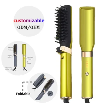 Image Foldable portable mini home travel negative ion hair care straight hair brush 2-in-1 straight hair comb flat brush