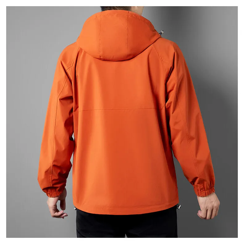 Casual Men's Double Sided Wearable Hooded Jacket 2025 Spring Autumn Windproof Loose Solid Color Outdoor Coat Zipper Top Clothing