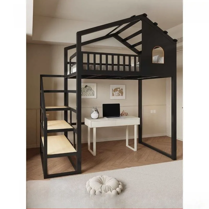 Factory Direct 2026 tree house bed wrought iron bed iron frame bed space high and low elevated small apartment under empty