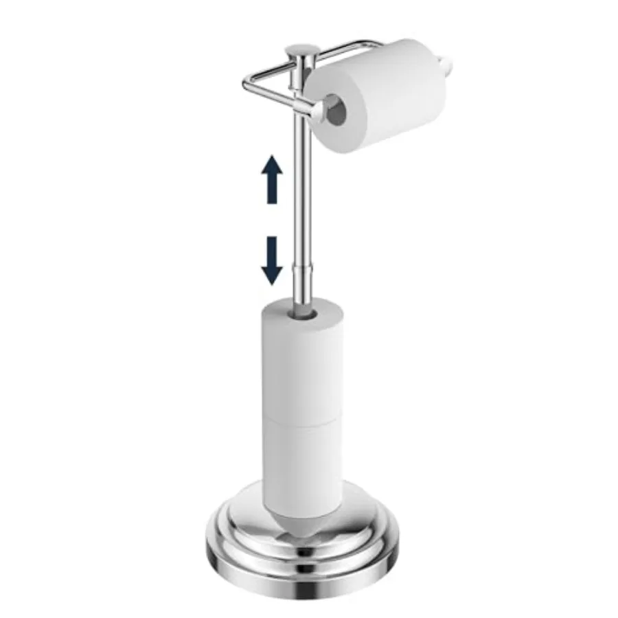 

Bathroom Toilet Paper Holder Stand, Toilet Paper Holder Free Standing, Stainless Steel Pivoting Toilet Tissue Roll Holder Adjus