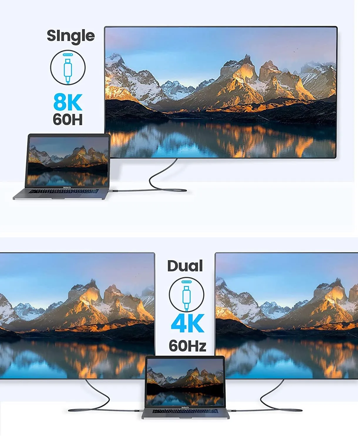 ORICO Thunderbolt 4 40Gbps kabel USB C z wyświetlaczem ładowania 100W PD 8K @ 60Hz dla macbooków iPad Pro Huawei