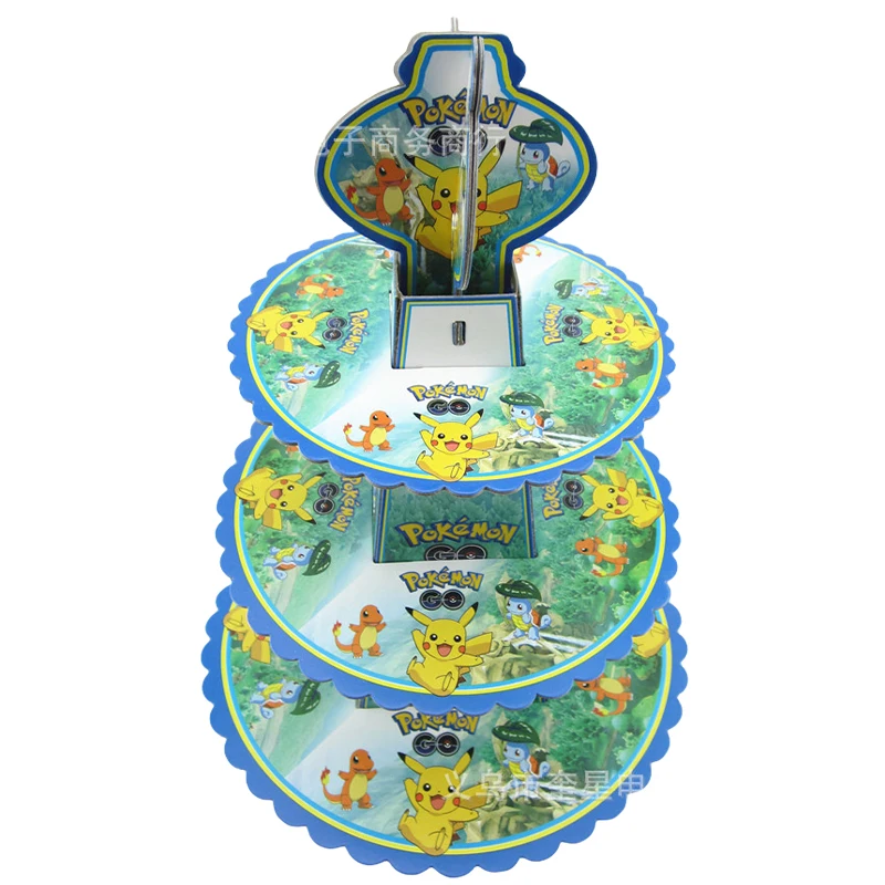 

Пикачу аниме 3-слойная подставка для торта, украшение для вечеринки, подставка для торта, дисплей, тарелка с фруктами, поднос для кексов, держатель для декора дня рождения