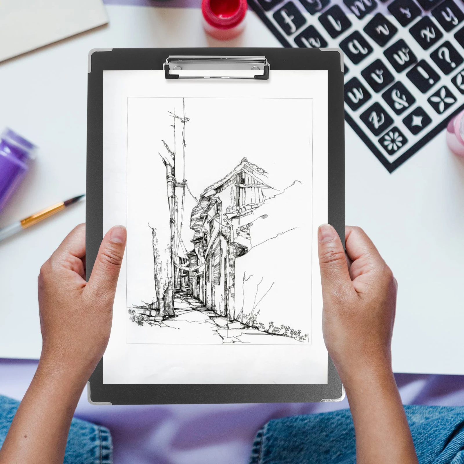 

2Pcs Sketch Board Clipboard Large Surface Plastic Drawing Sturdy Lightweight Compact Portable Fits Media Sizes High Strength