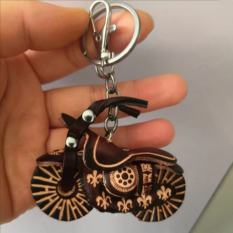 Mini Motorcycle Keychain Pendant, Creative Personalized Motorcycle Bag Accessories, Handmade Cowhide Cute Small Gifts Pet Toys