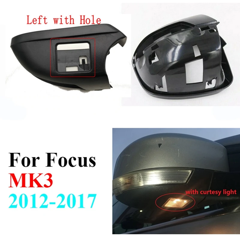 Car Rear View Mirror Housing Frame Trim With Puddle Lamp Hole For Ford Focus MK3 MK2 2012-2018 Mondeo MK4 2008-2014