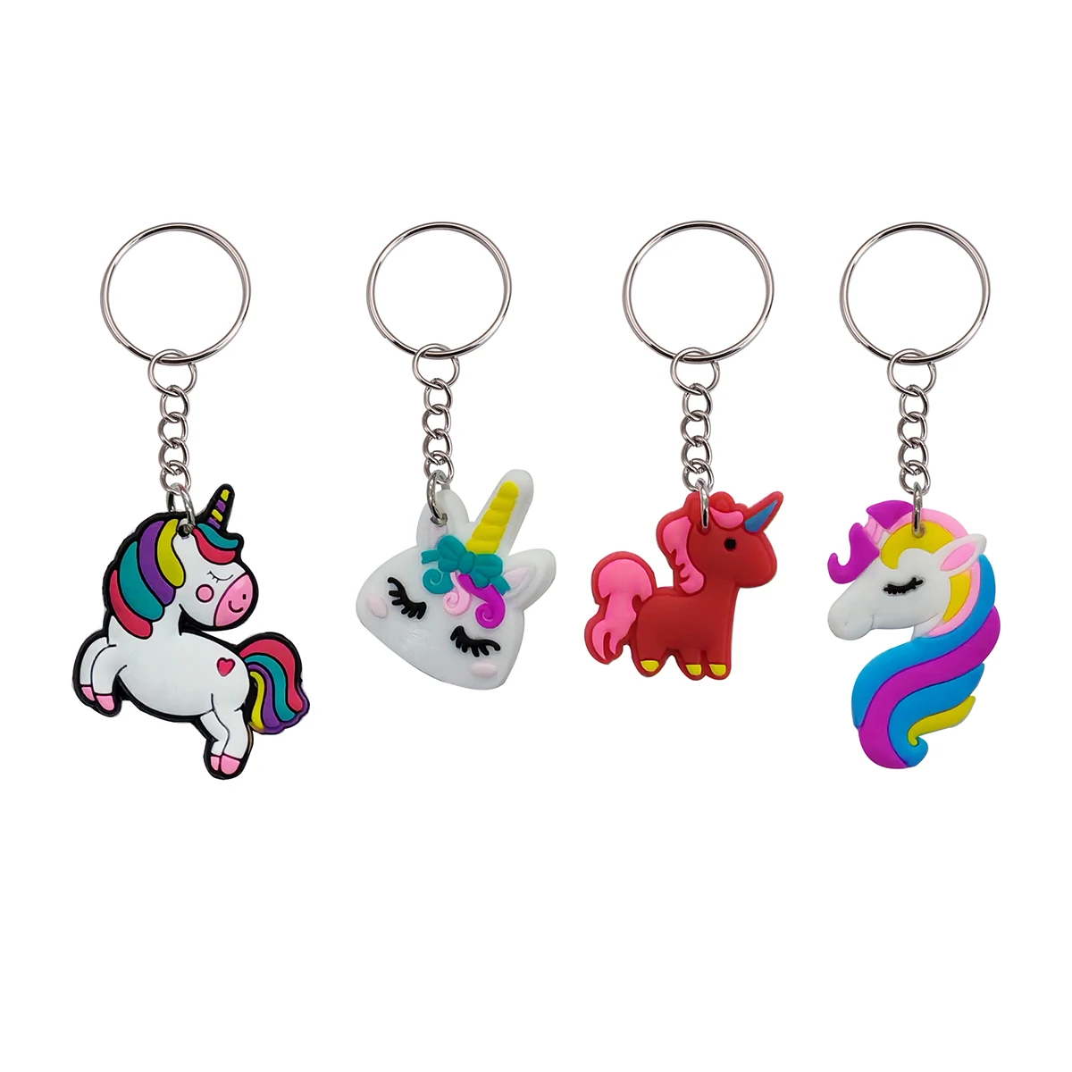24 Stück niedlicher PVC-Einhorn-Schlüsselanhänger, Cartoon-Tier, Schlüsselanhänger, Ring, Tasche, Rucksack, Charm, Geburtstag, Party, Dekoration, Jungen und Mädchen, Geschenk – Detail 5