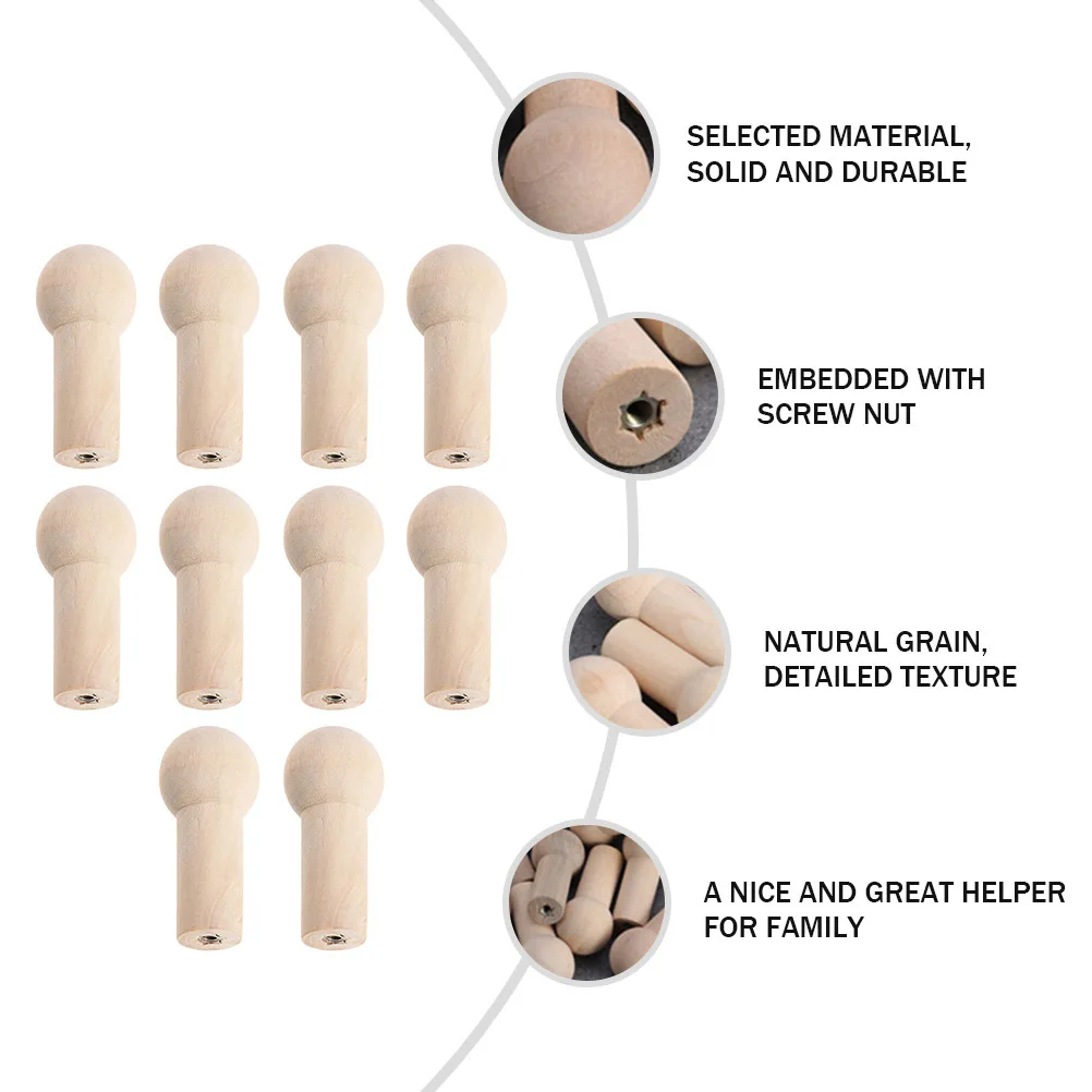 10 قطعة أوتاد حمالة تعليق جدارية خشبية الحبوب الطبيعية الملابس قبعة وشاح حامل لا خدش لتقوم بها بنفسك تصاعد هوك المدمج في المسمار الجوز #3