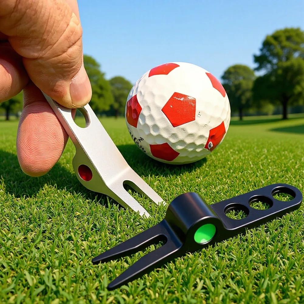 Spot Painted Golf Fork Silver Fulcrum Green Repair Fork Alloy Fork Divot Tool Golf Training Accessories Golf Practice