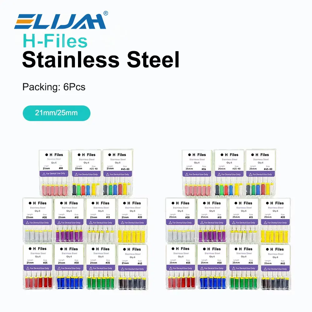 

Стоматологические ручные H-файлы 21/25 мм/31 мм Denspay, эндодонтические файлы для корневых каналов из нержавеющей стали, инструменты для лечения стоматолога