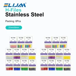 6Pcs/Pack Dental Hand Use H-Files 21/25mm/31mm Denspay Stainless Steel Endodontic Root Canal Files Dentist Treatment Tools