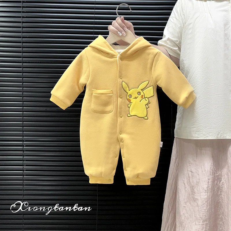 2024 Winter Newborn Baby Rompers keep warm Hooded Baby Girls Jumpsuit Toddler Boys Overalls Infant Outfit