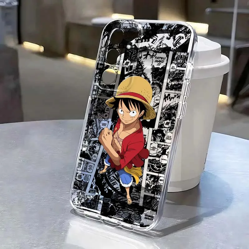 

Anime One Piece Luffy Zoro Phone Case For Samsung Galaxy S25 S24 S23 S22 S21 S20 Edge Plus Ultra FE 5G Transparent Cover