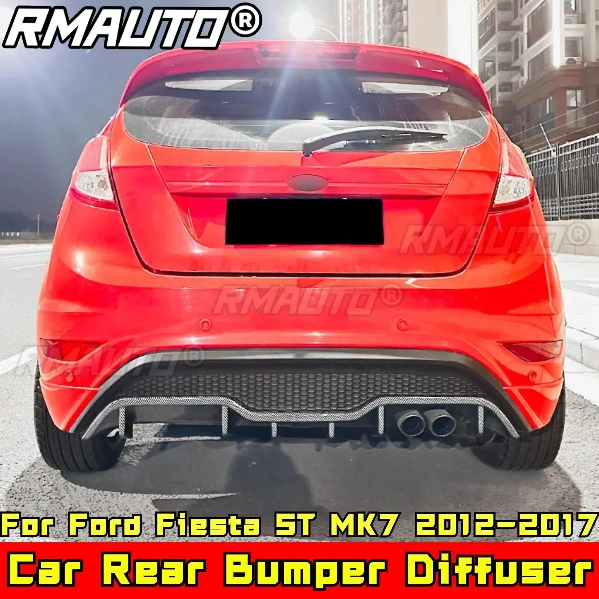 For Ford Fiesta ST MK7 2012-2017 Body Kit Rear Bumper Splitter Apron Cover Rear Bumper Diffuser Spoiler Lip Car Accessories