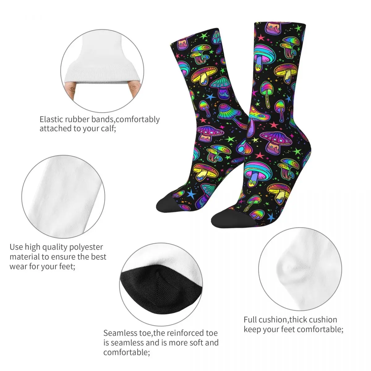 Winter Warm Hip-hop Men's Women's Magic Mysterious Mushrooms Socks Sweat Absorbing Soccer Socks