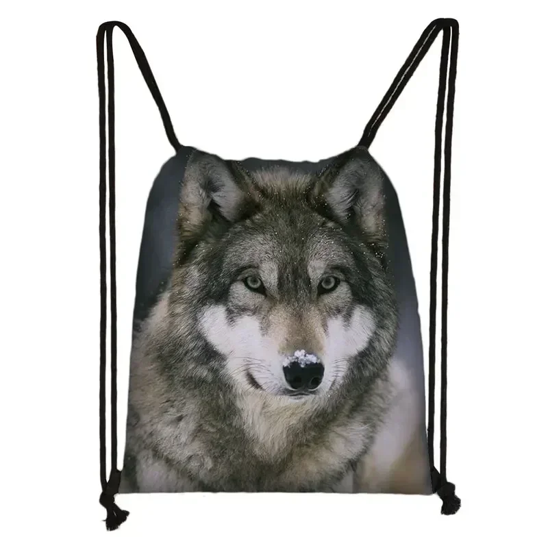 Howling Wolf Backpack Men Rucksack Women Shoulder Bag for Travel Softback Drawstring Bag Boys Girls Bookbag Shoes Holder Gift