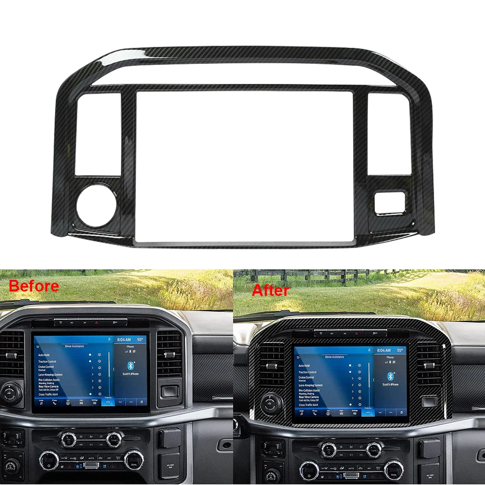 

Carbon Fiber Car Interior Center Dashboard Console Navigation Panel Cover Trim for Ford F150 F-150 2021-2022