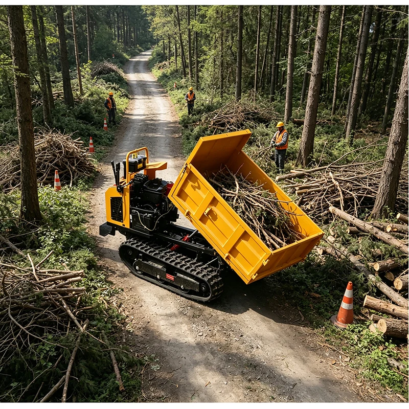 Remote Control Optional Tracked Dumper Hydraulic Self Loading Carrier with Rubber Track for Complex Outdoor Terrain