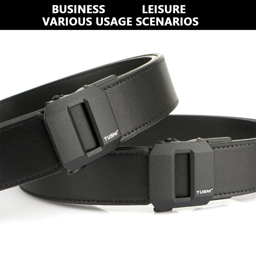 TUSHI الرسمية الرجال الجلود التكتيكية حزام سبائك الذهبي مشبك جلد البقر الطبيعي حزام البنطال الجينز بنطلون حزام عسكري IPSC اكسسوارات