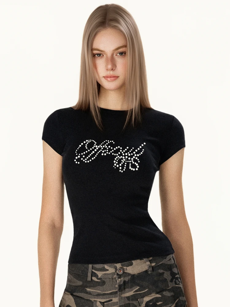 

Оригинальная американская футболка Offsoul Slim Fit с коротким рукавом для женщин, летняя, тонкая, сексуальная, с открытыми плечами, из смесового хлопка и полиэстера, трикотажная