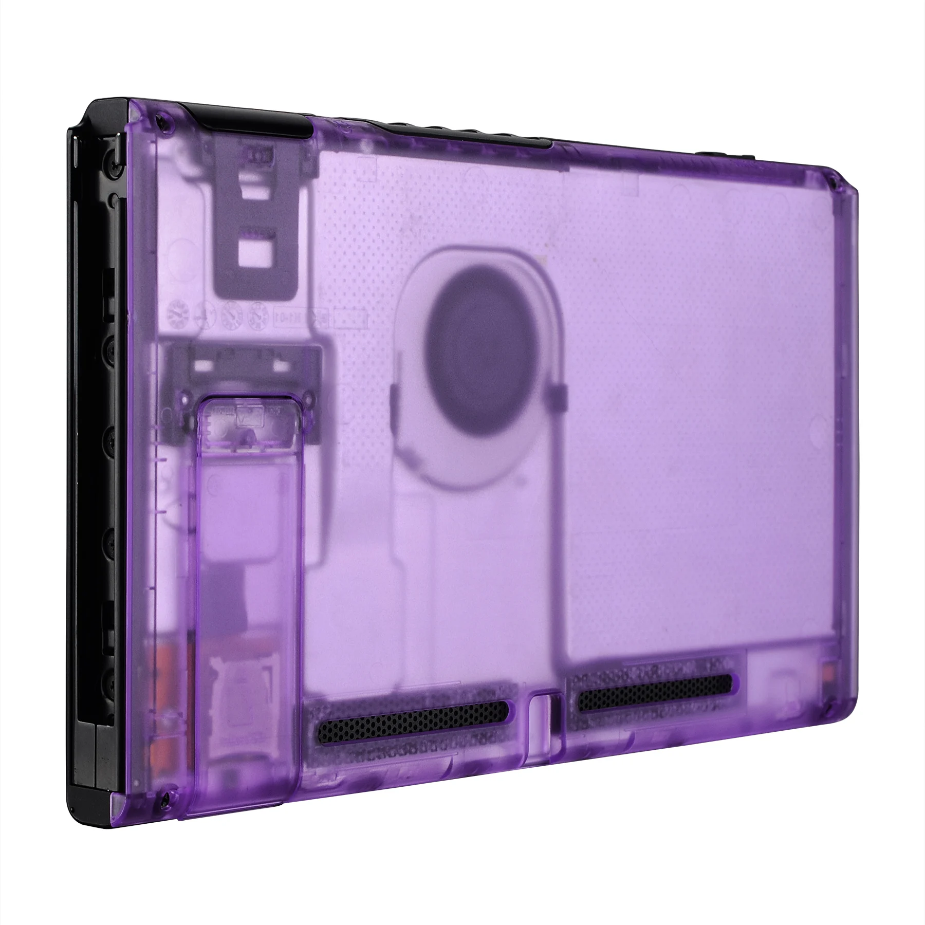 eXtremeRate Custom Clear Atomic Purple Console Back Plate Replacement Housing Shell Case for NS Switch Console with Kickstand