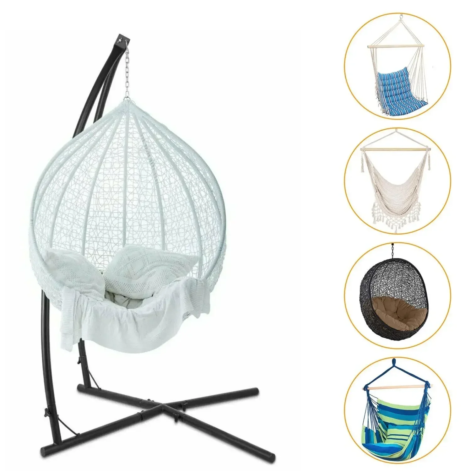 

For Homfa C-Type/ X-Type Hammock Chair Stand Solid Steel Frame With Hook for Porch Swing Hammock Chair Adjustable high 210cm