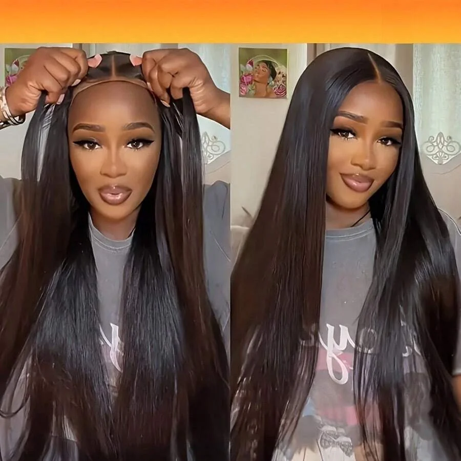 

Wear Go Glueless Straight Human Hair Wig 6x4 5×5 Lace Closure Wig PrePlucked Hairline Pre Cut Human Hair Wigs For Black Women
