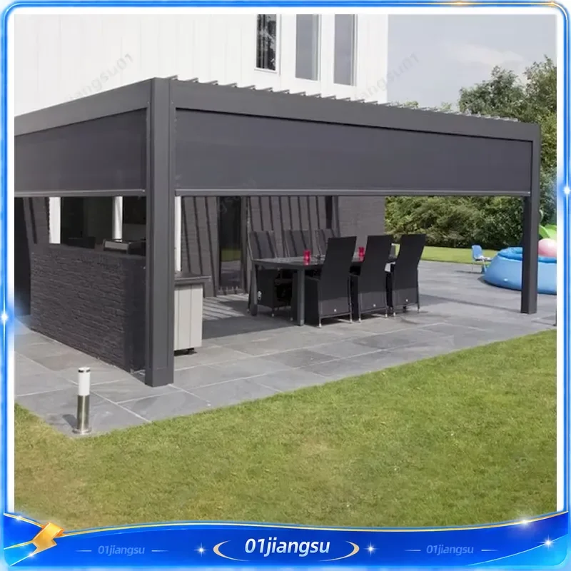 Custom Motorized Aluminum Pergola Metal Arches Exterior Gazebo Outdoor Garden Patio Shade Structure Waterproof Sun Shelter