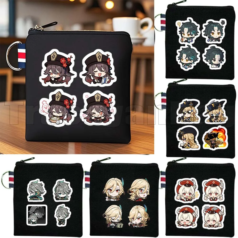 Monedero de Anime Genshin Impact con Diseño de Personajes Chibi Hu Tao, Xiao, Collei, Alhaitham, Furina, Nilou, Venti, Thoma, Zhongli
