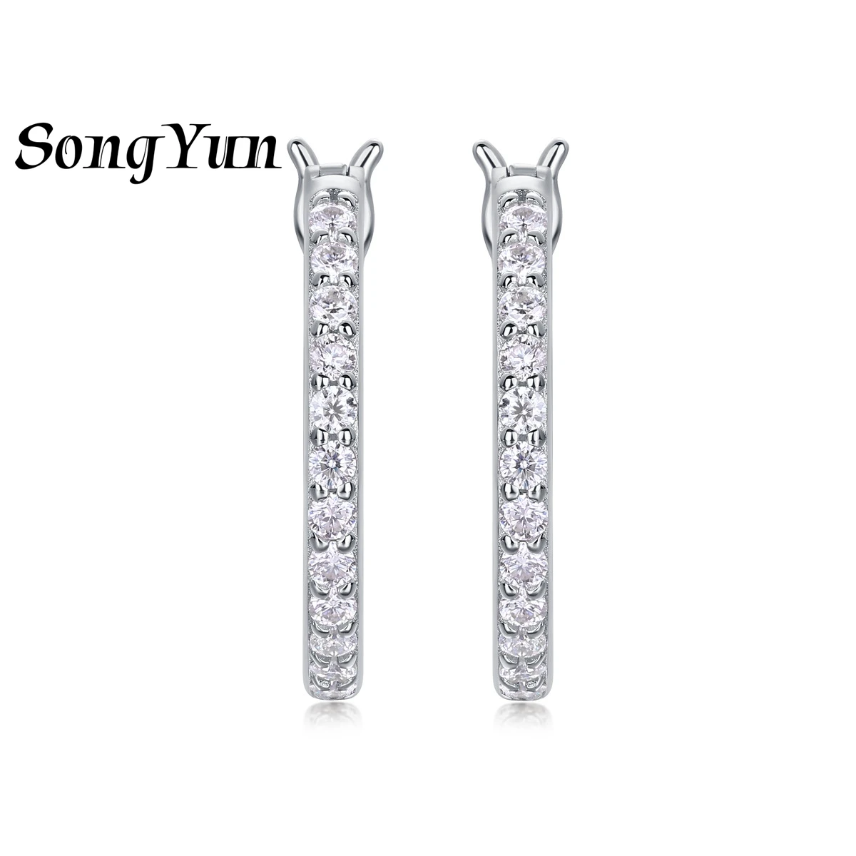 

SONGYUN Brand Jewelry 925 Sterling Silver Earrings Moissanite Diamond Stud Wedding for Her 18K Gold Plated SYT Patent Earring