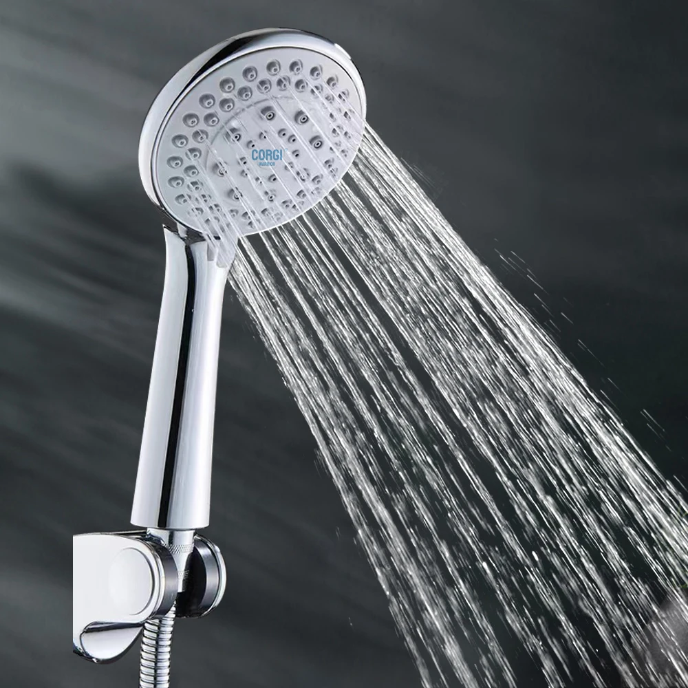 High Pressure Shower Head Handheld 1/3/5 Modes Shower Head Abs Plastic and Stainless Steel with Hose and Holder for Wholesale